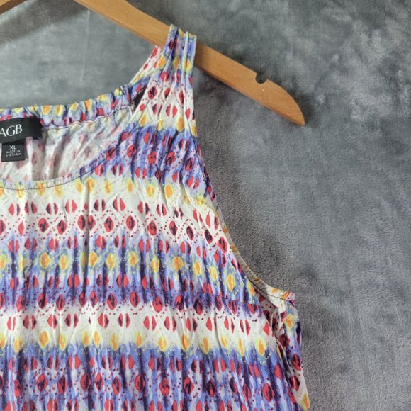 AGB Womens XL‎ Sleeveless Tank Top Boho Festival Multicolor Aztec Print - Picture 3 of 9
